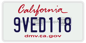 9VED118 license plate in California