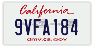 9VFA184  license plate in CA