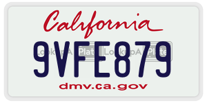 9VFE879  license plate in CA