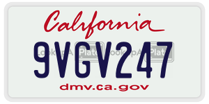 9VGV247  license plate in CA