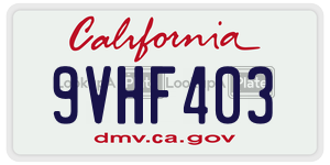 9VHF403 license plate in California