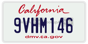 9VHM146  license plate in CA