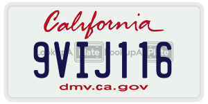 9VIJ116  license plate in CA