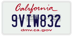 9VIW832  license plate in CA