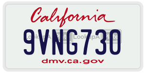 9VNG730  license plate in CA