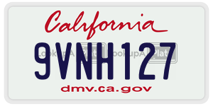 9VNH127  license plate in CA