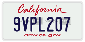 9VPL207  license plate in CA