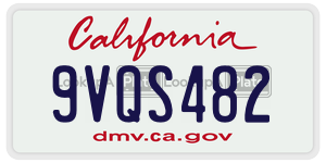 9VQS482  license plate in CA
