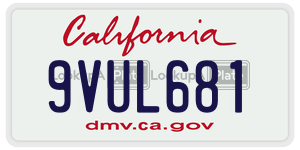 9VUL681  license plate in CA