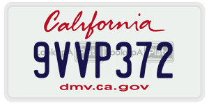 9VVP372 license plate in California