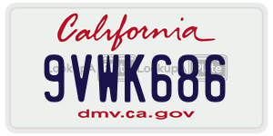 9VWK686 license plate in California