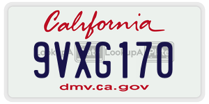 9VXG170  license plate in CA
