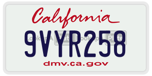 9VYR258  license plate in CA
