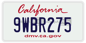 9WBR275  license plate in CA