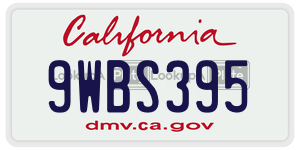 9WBS395  license plate in CA