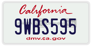 9WBS595  license plate in CA