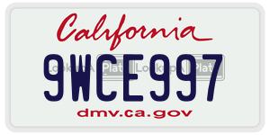 9WCE997  license plate in CA