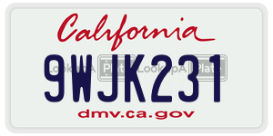 9WJK231  license plate in CA