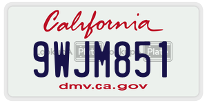 9WJM851  license plate in CA