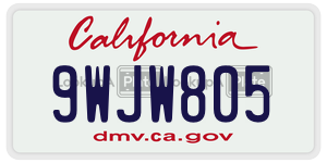 9WJW805  license plate in CA
