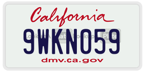 9WKN059  license plate in CA