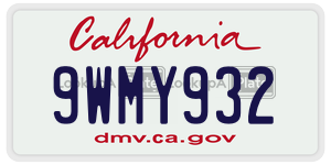 9WMY932 license plate in California