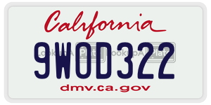 9WOD322 license plate in California