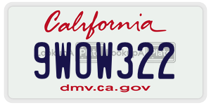 9WOW322 license plate in California
