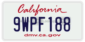 9WPF188  license plate in CA