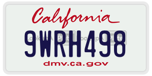 9WRH498 license plate in California