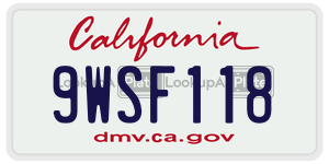 9WSF118  license plate in CA
