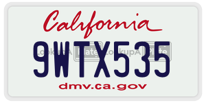 9WTX535  license plate in CA