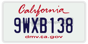 9WXB138  license plate in CA