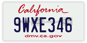 9WXE346  license plate in CA