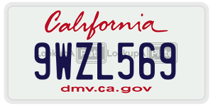 9WZL569  license plate in CA