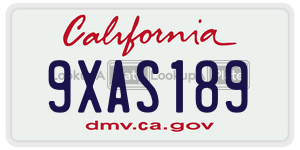 9XAS189  license plate in CA