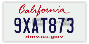 9XAT873  license plate in CA