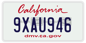 9XAU946  license plate in CA