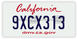 9XCX313  license plate in CA