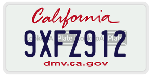 9XFZ912  license plate in CA