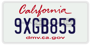 9XGB853  license plate in CA
