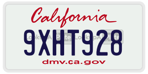 9XHT928 license plate in California