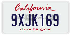 9XJK169  license plate in CA