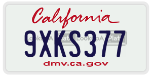9XKS377 license plate in California