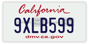 9XLB599  license plate in CA