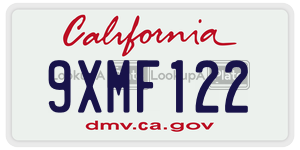 9XMF122  license plate in CA