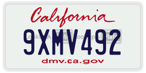 9XMV492  license plate in CA