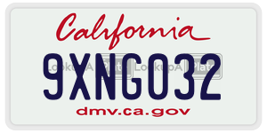 9XNG032 license plate in California