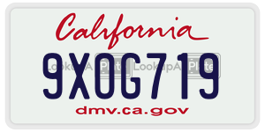 9XOG719 license plate in California