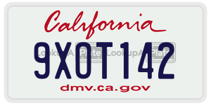 9XOT142  license plate in CA